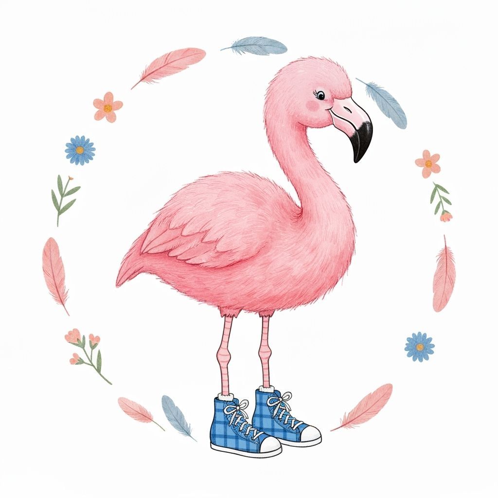 Pink Flamingo in Beatrix Potter Style