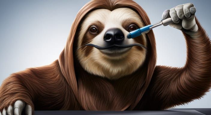 Hyperrealistic Sloth Working in a Laboratory