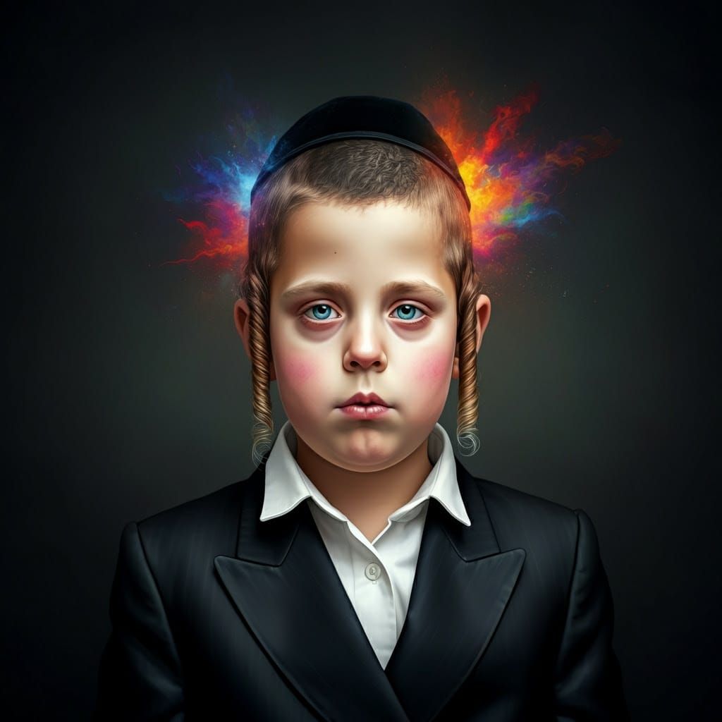 Cute Hasidic Boy Radiates Inner Fire and Creativity