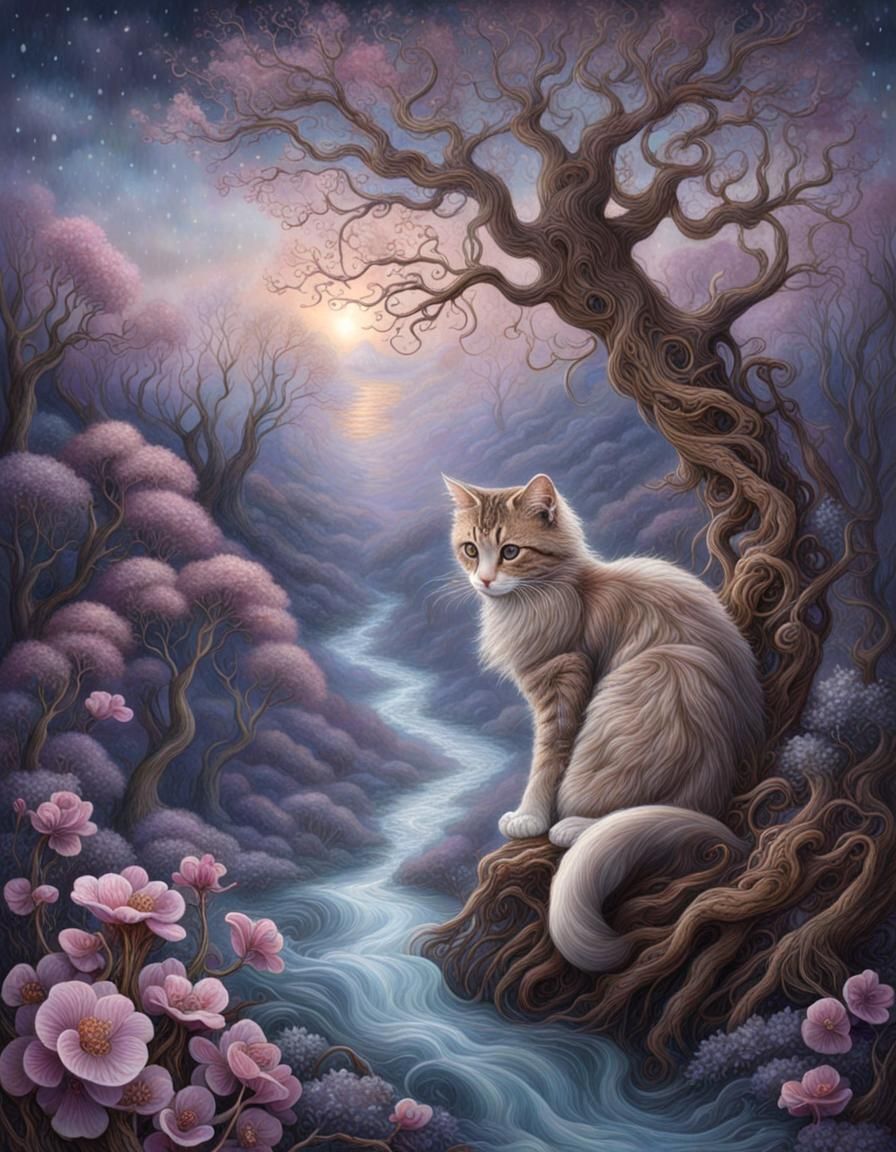 Dreamlike Winter Landscape with Twilight Sky