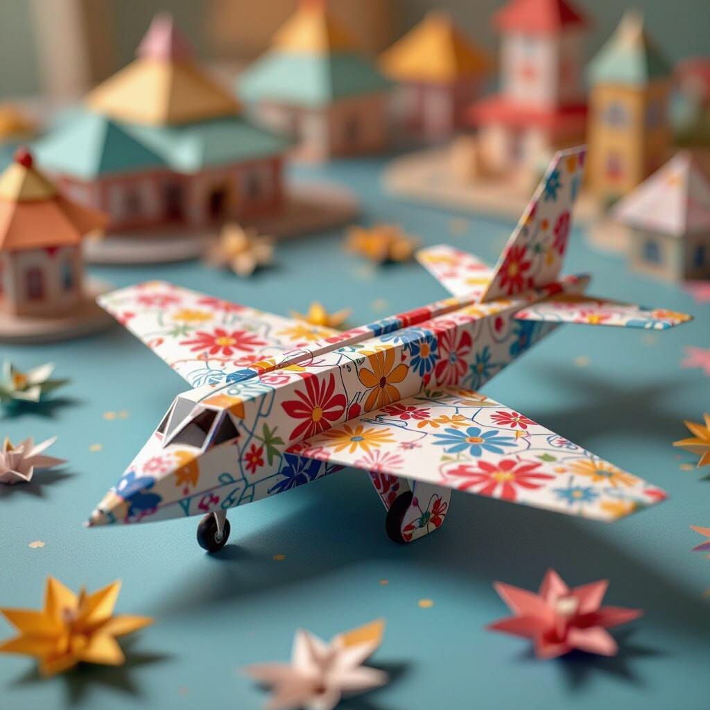 Vibrant Paper Airplane Airport with Origami Details