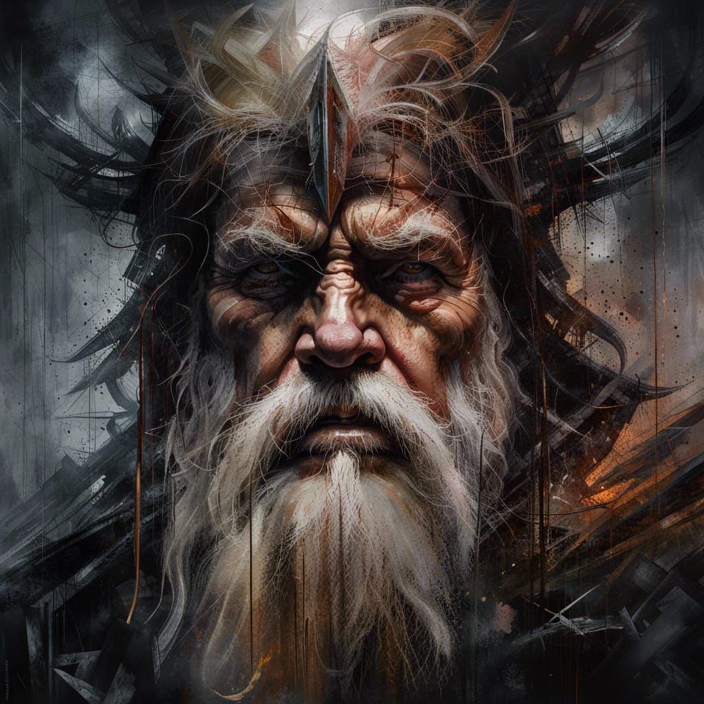 Odin in Dark Sinister Cinematic Oil Painting