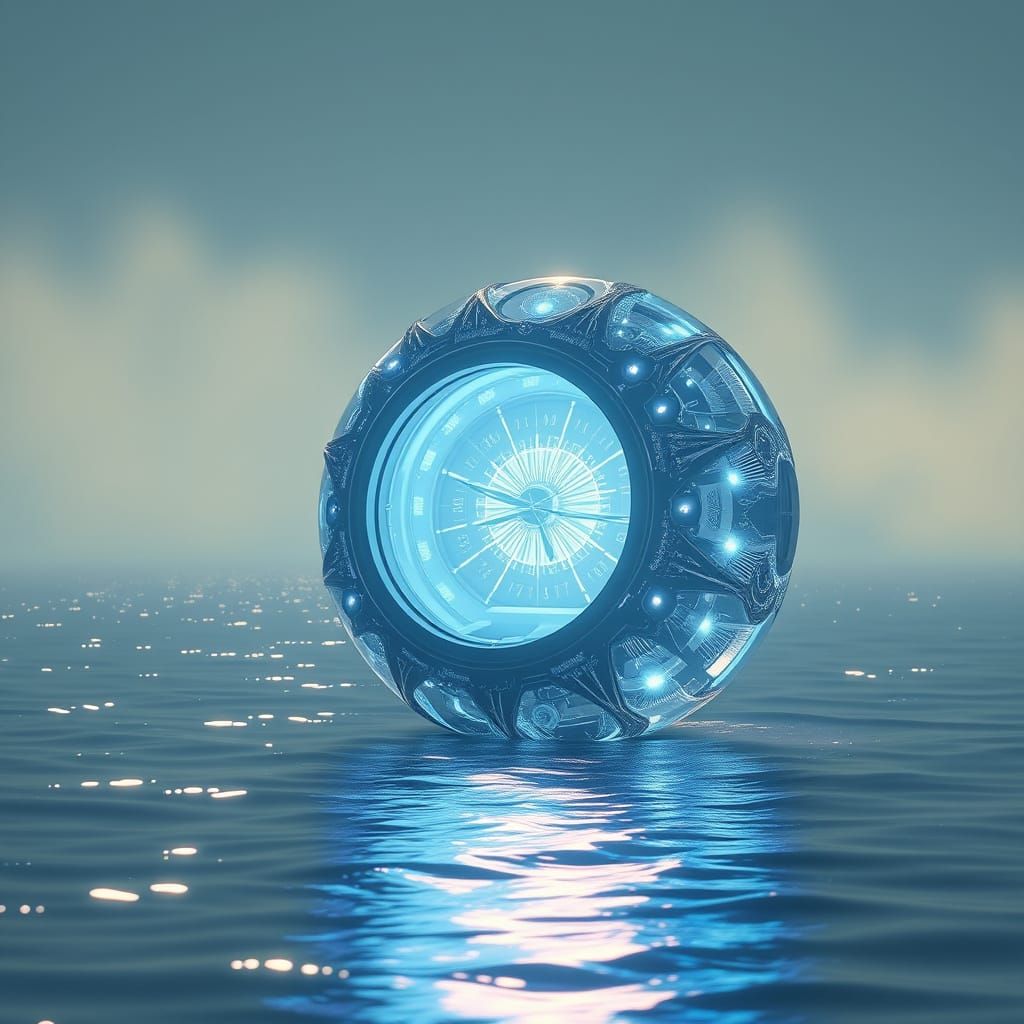 Ethereal Time Travel Pod Illuminated by 888 Hz Resonance