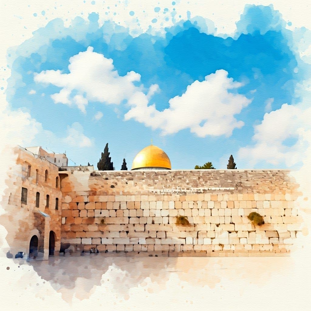 Watercolor Painting of Jerusalem's Western Wall