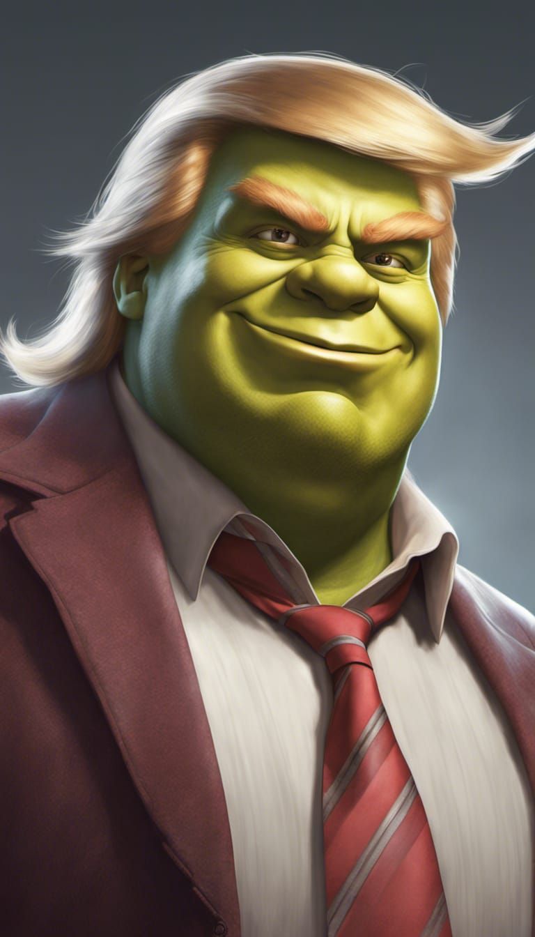 Realistic Fusion of Shrek and Donald Trump