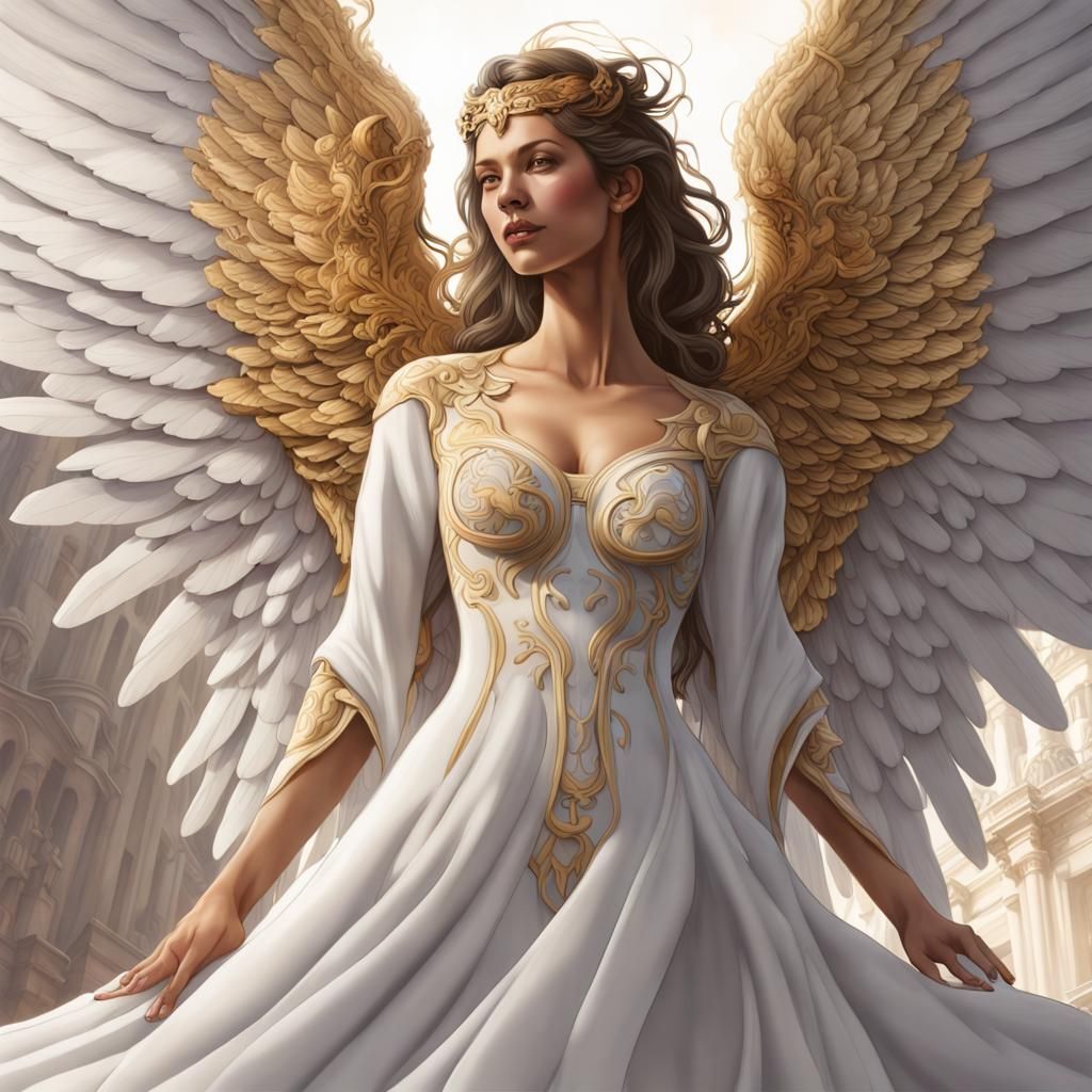 Angel of Music in Art Nouveau Style