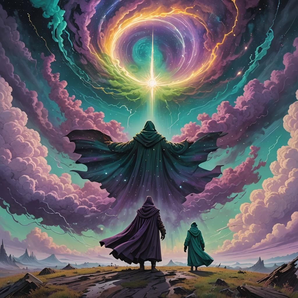 Majestic Figure in Swirling Clouds: Fantasy Concept Art