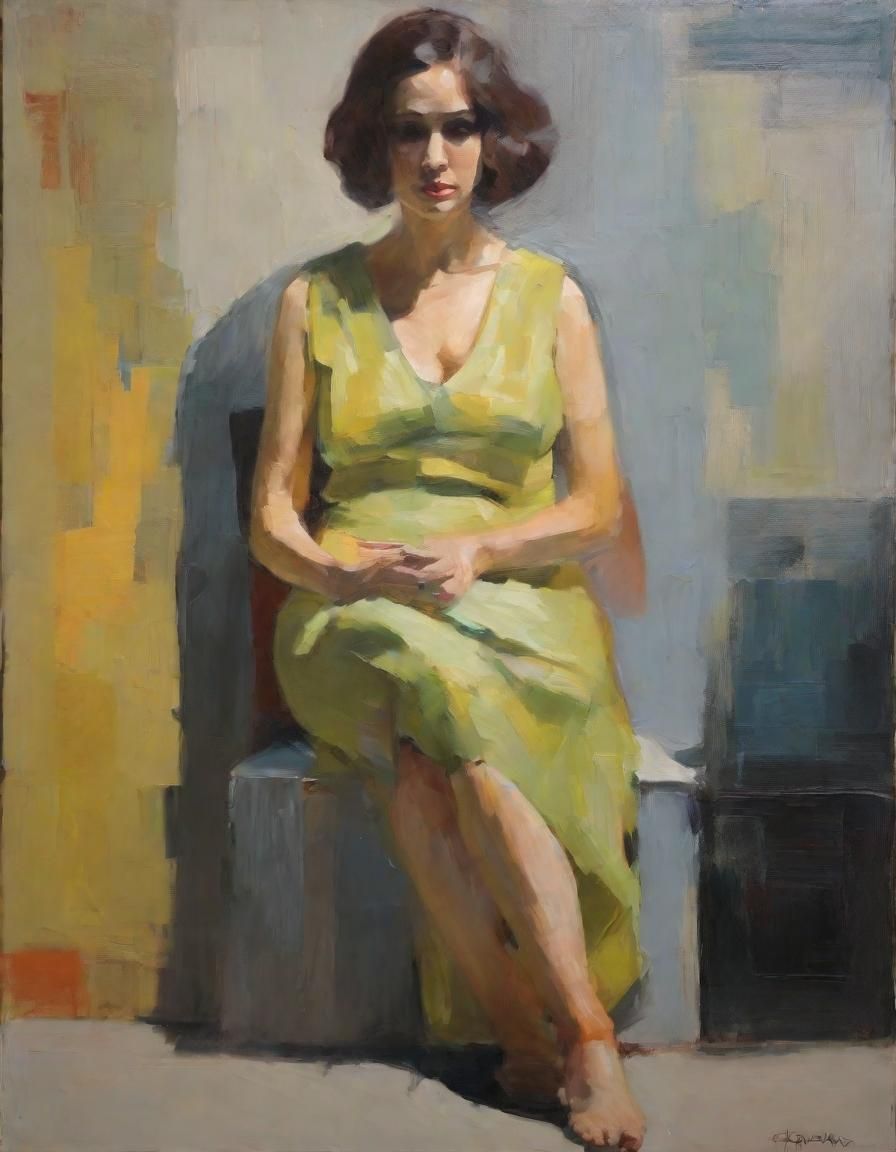 Woman in Oil Painting, Fluxus Style