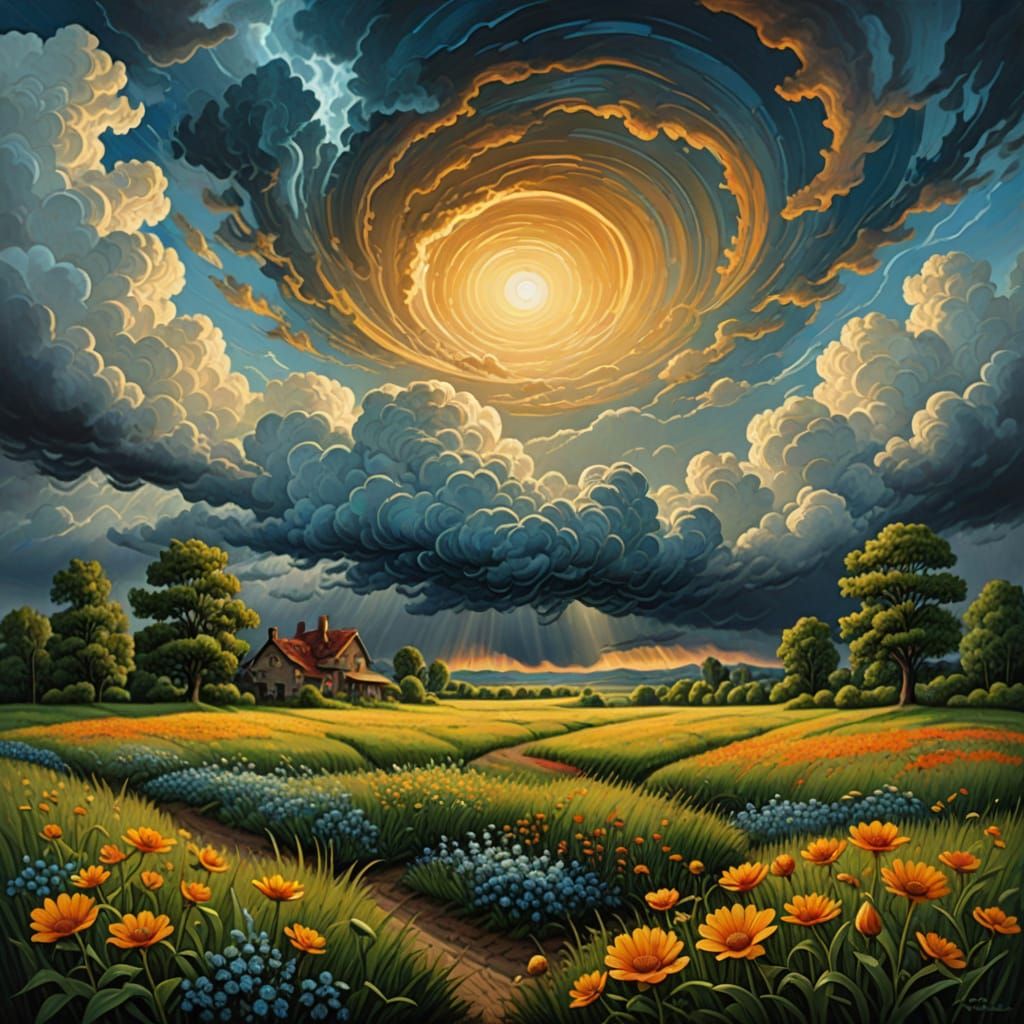 Whimsical Summer Dream in Vibrant Oil Paint Style