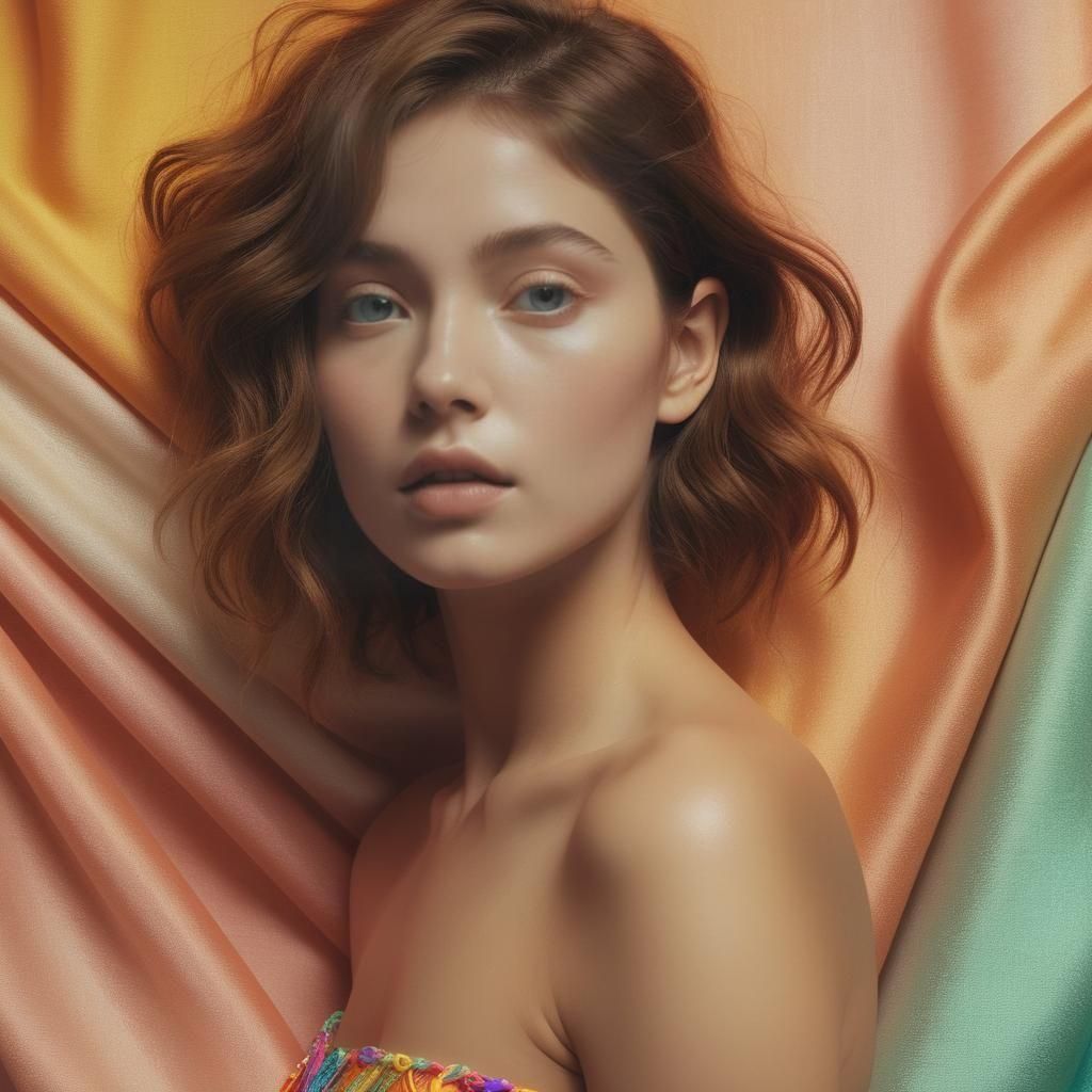 Serene Hyperrealistic Portrait in Sci-Fi Vogue Style