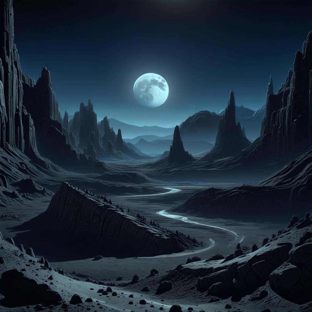 Dramatic Lunar Close-Up in a Desaturated Palette