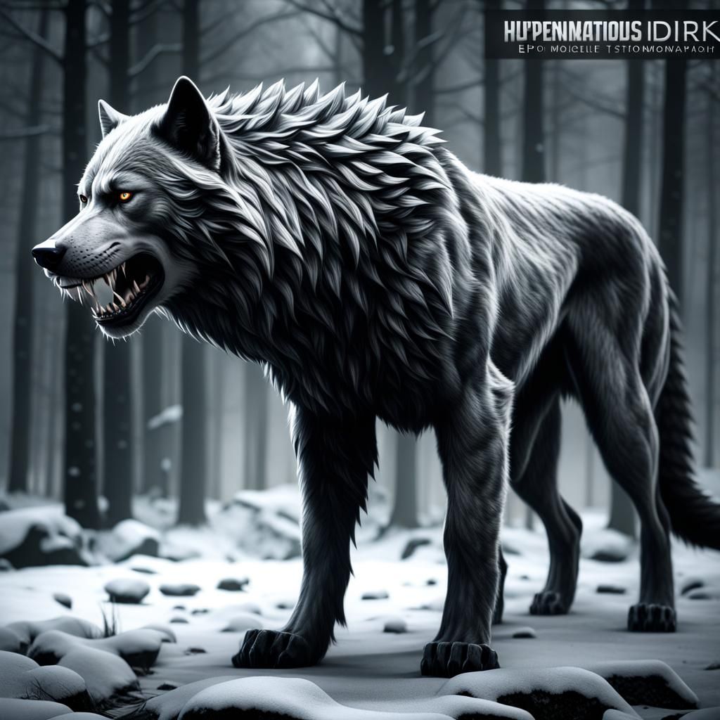 Upright Dire Wolf in Epic Cinematic Style