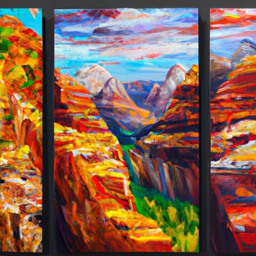 Canyon Landscape in Impasto Palette Knife Style