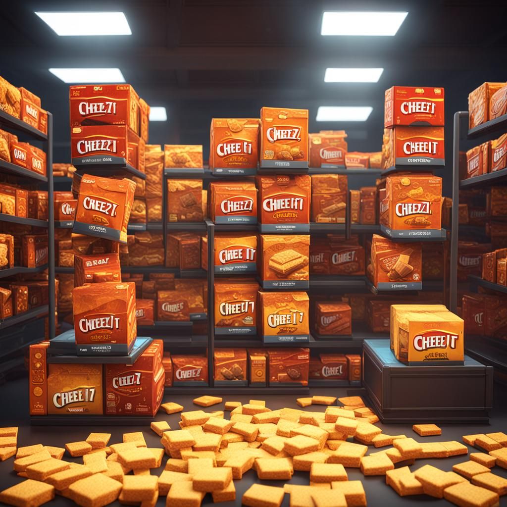 Hyperrealistic Cheez-it Still Life in 3D