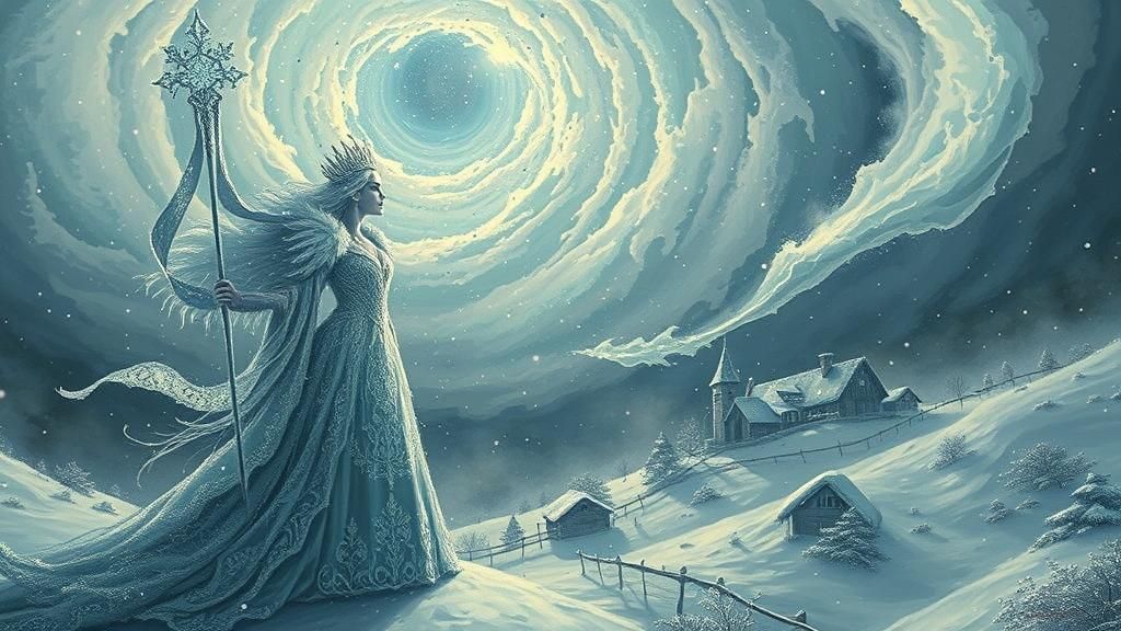 Snow Queen's Icy Breath: A Winter's Tale in Oil