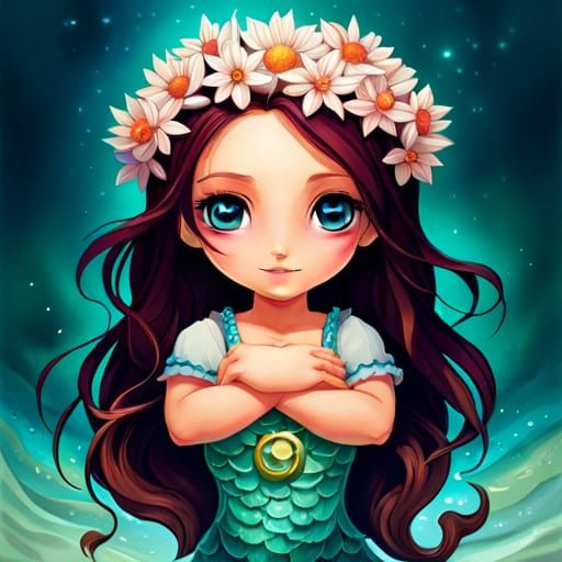 Adorable Chibi Mermaid Fantasy Portrait
