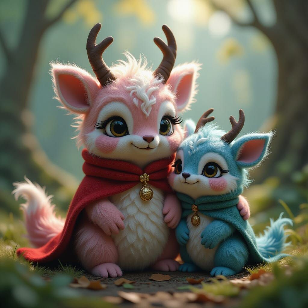 Detailed Felted Animal Figures in Fantasy Concept Art
