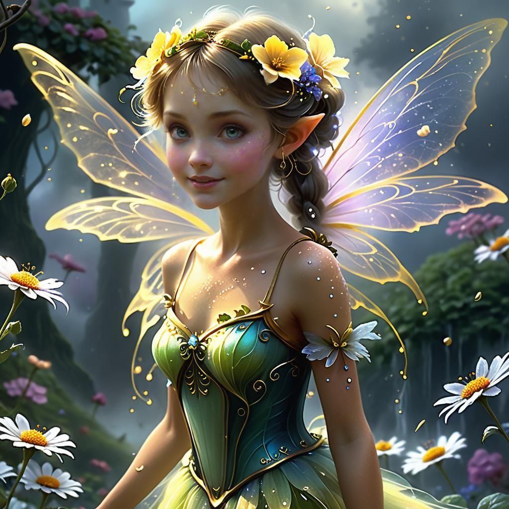 Ethereal Flower Fairy in a Dark Mystical Realm