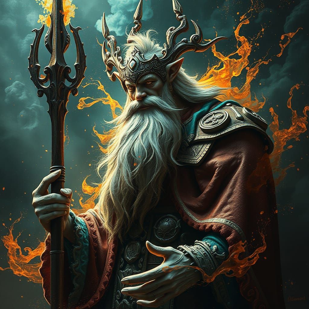 Celtic God of the Land and Fertility in Triadic Colors