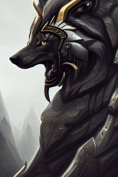 Dark Fantasy Spartan Wolf Girl in Silver Armor