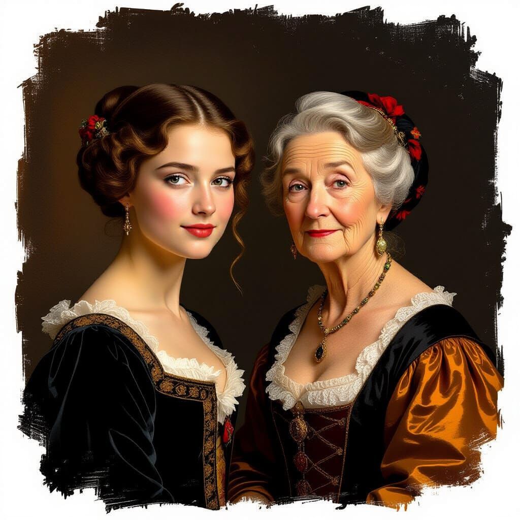 Portrait of Woman Juxtaposing Youth and Age