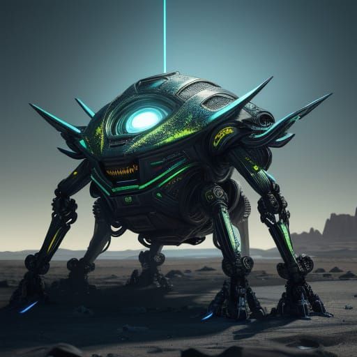 Robotic Alien in Desolate Landscape