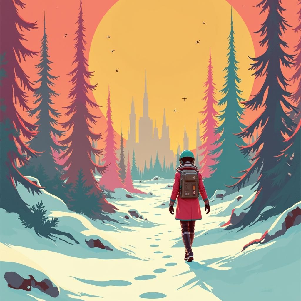 Retro Space Tourism Poster in Syd Mead Style