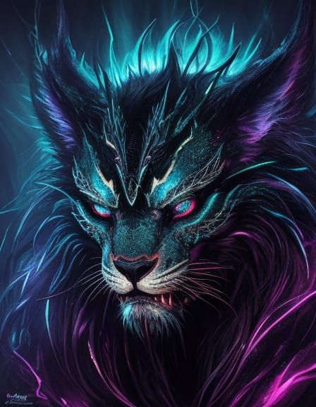 Surreal Dark Fantasy Beast with Crystal Aura