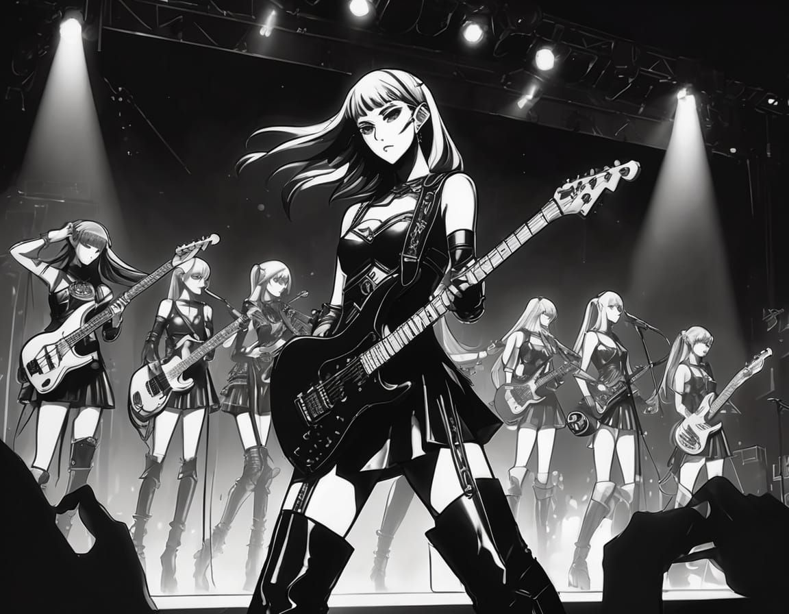 Elf Rock Band Performance in Manga Style