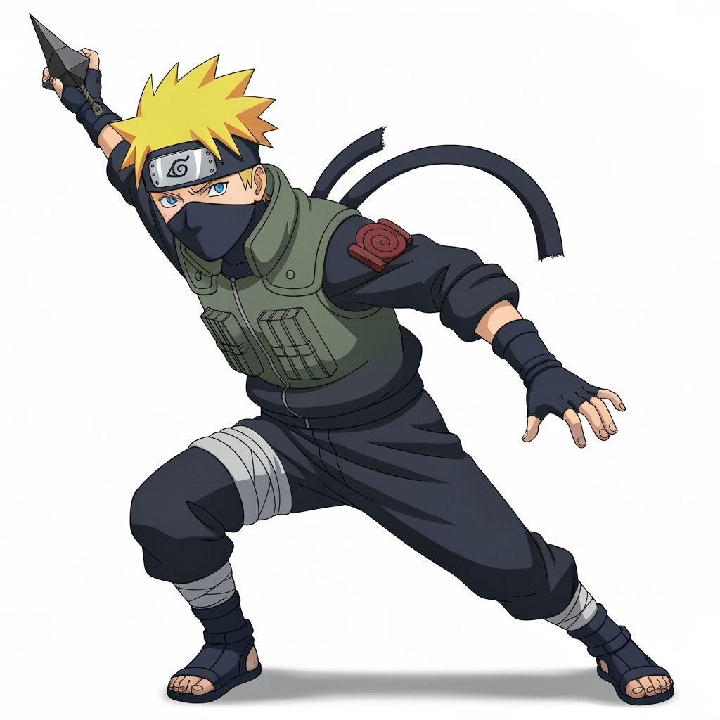 Kakashi Throws a Kunai: Anime-Style Ninja Action