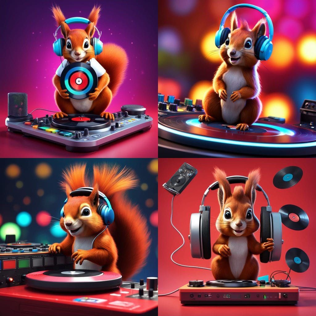Vibrant Disc Jockey Squirrel in 4K Concept Art