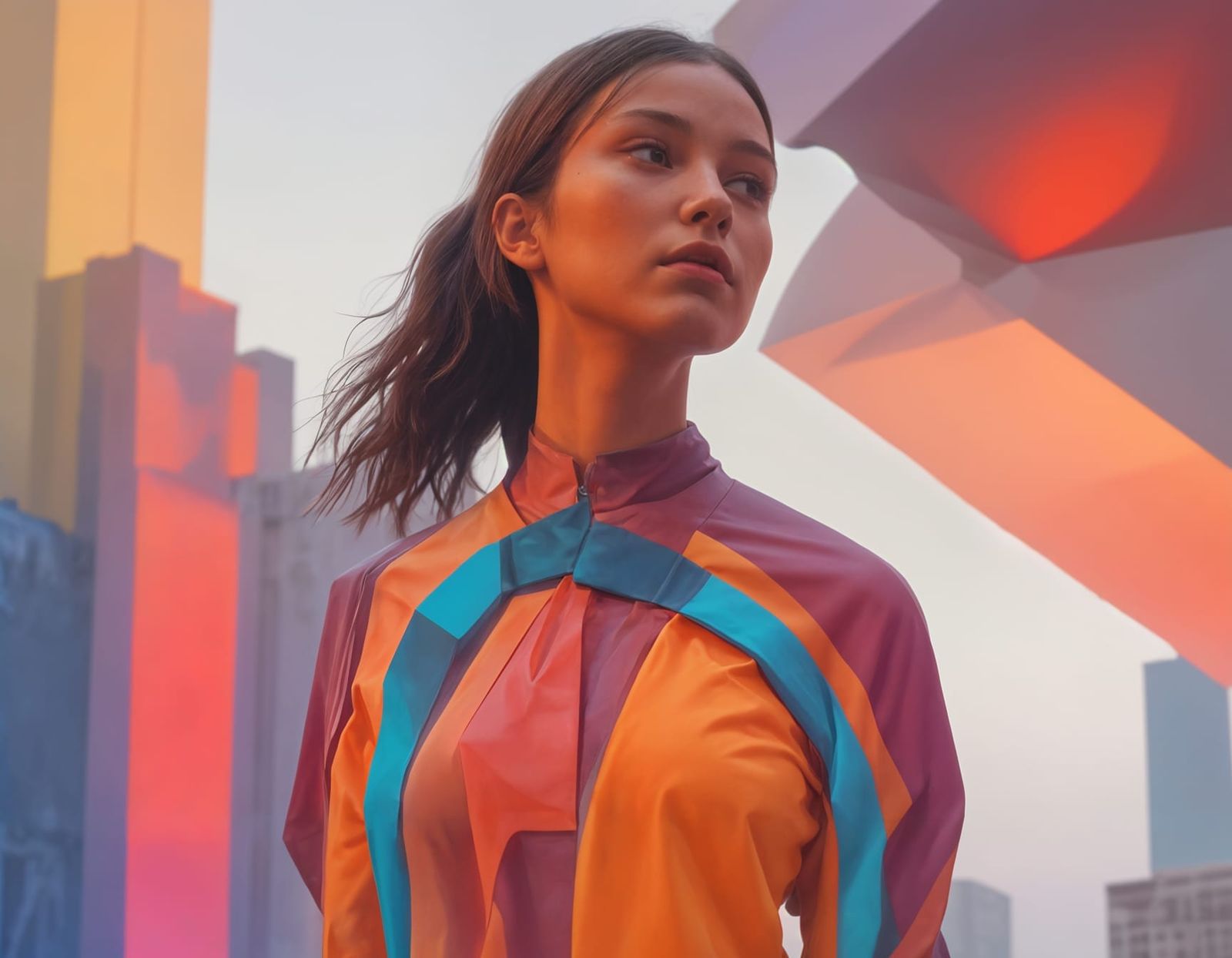 Violet Neon Sculpture in Dynamic Light