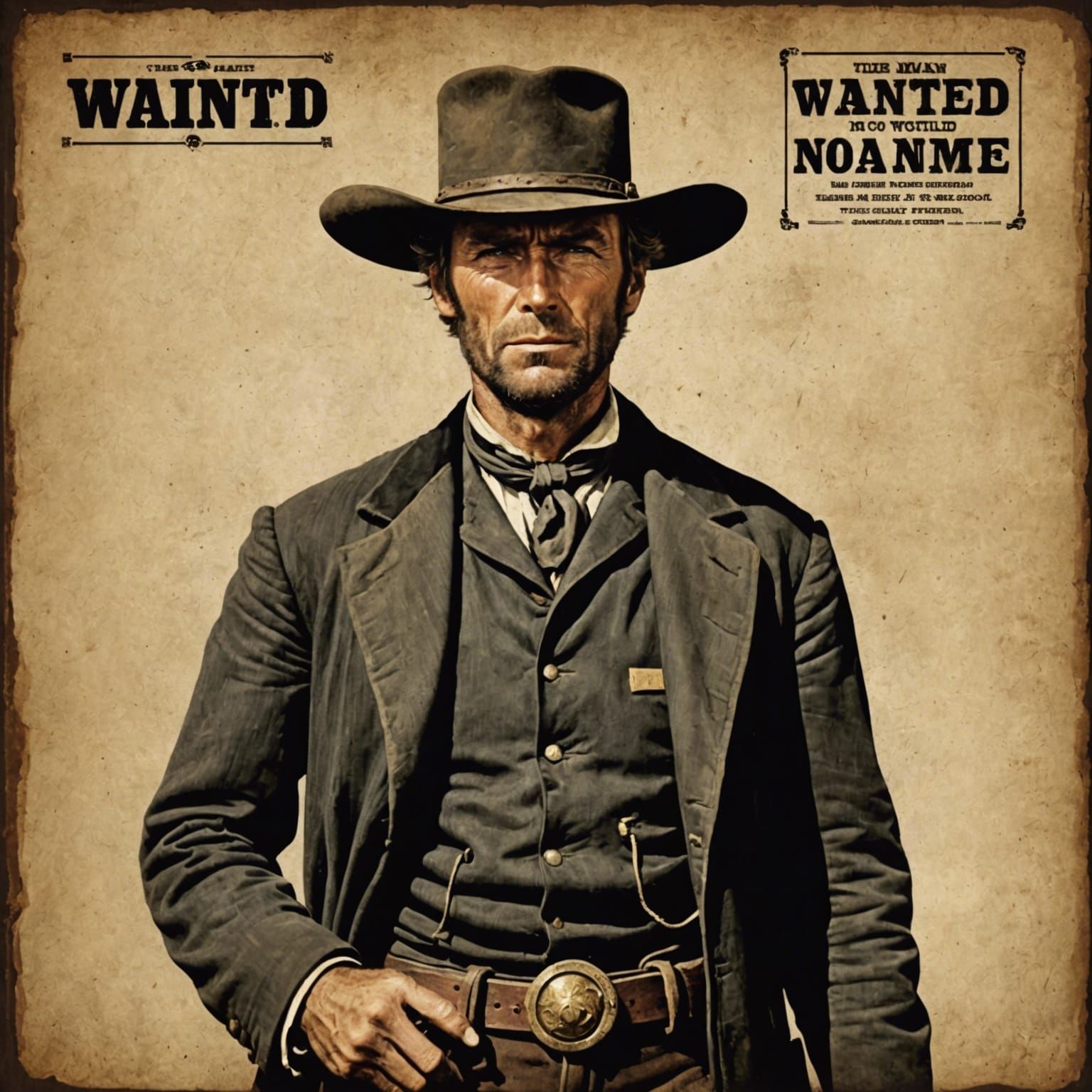 Clint Eastwood as 1800s Cowboy in Wild West Aesthetic