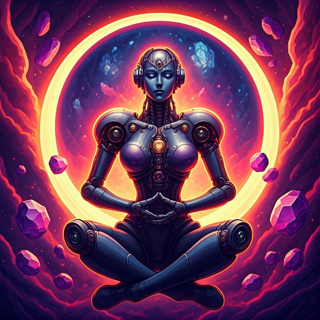 Android Meditation in Retrofuturistic Fantasy Nebula