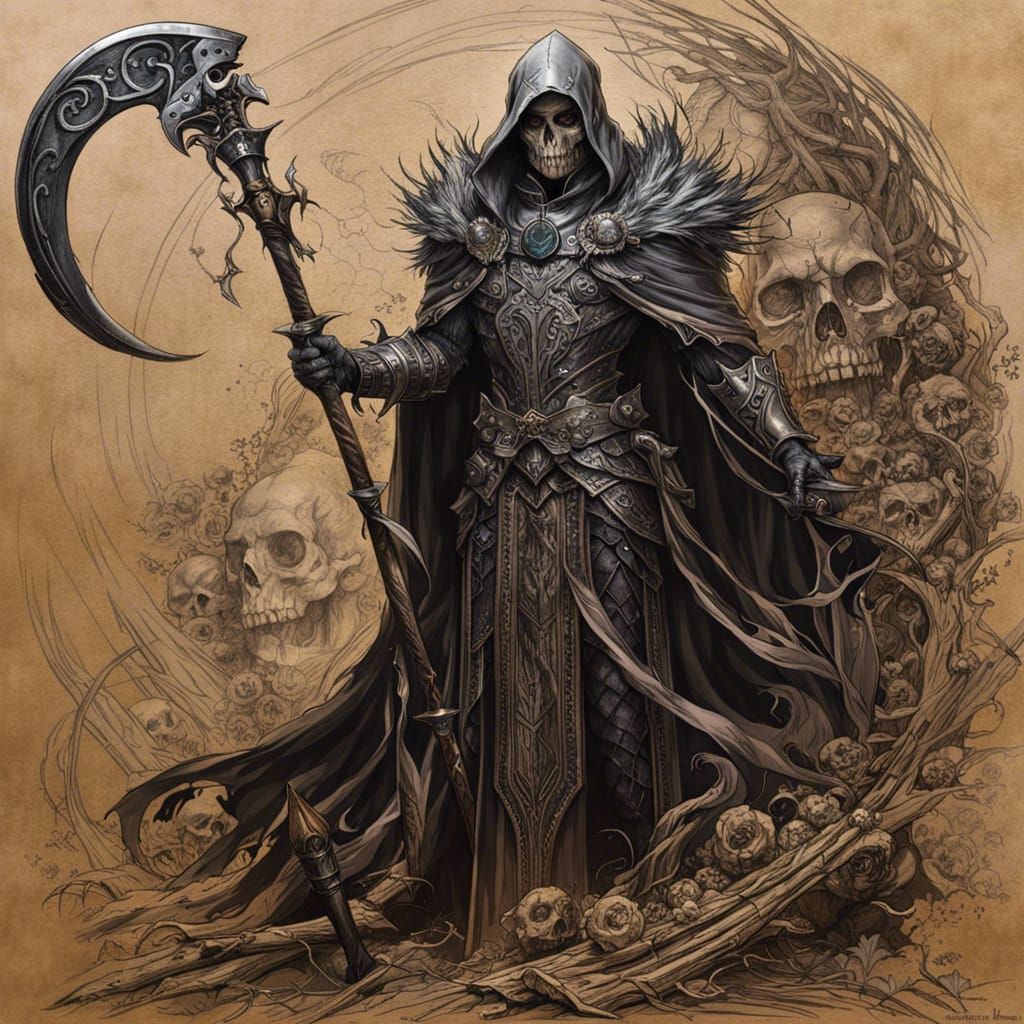 Sketch of Necromancer with scythe