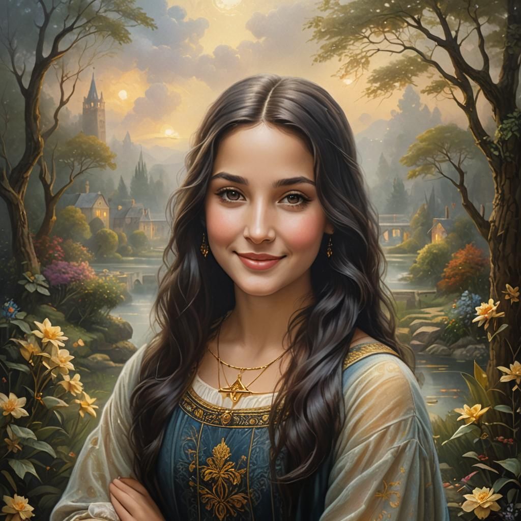Ethereal Fantasy: Young Girl as Mona Lisa