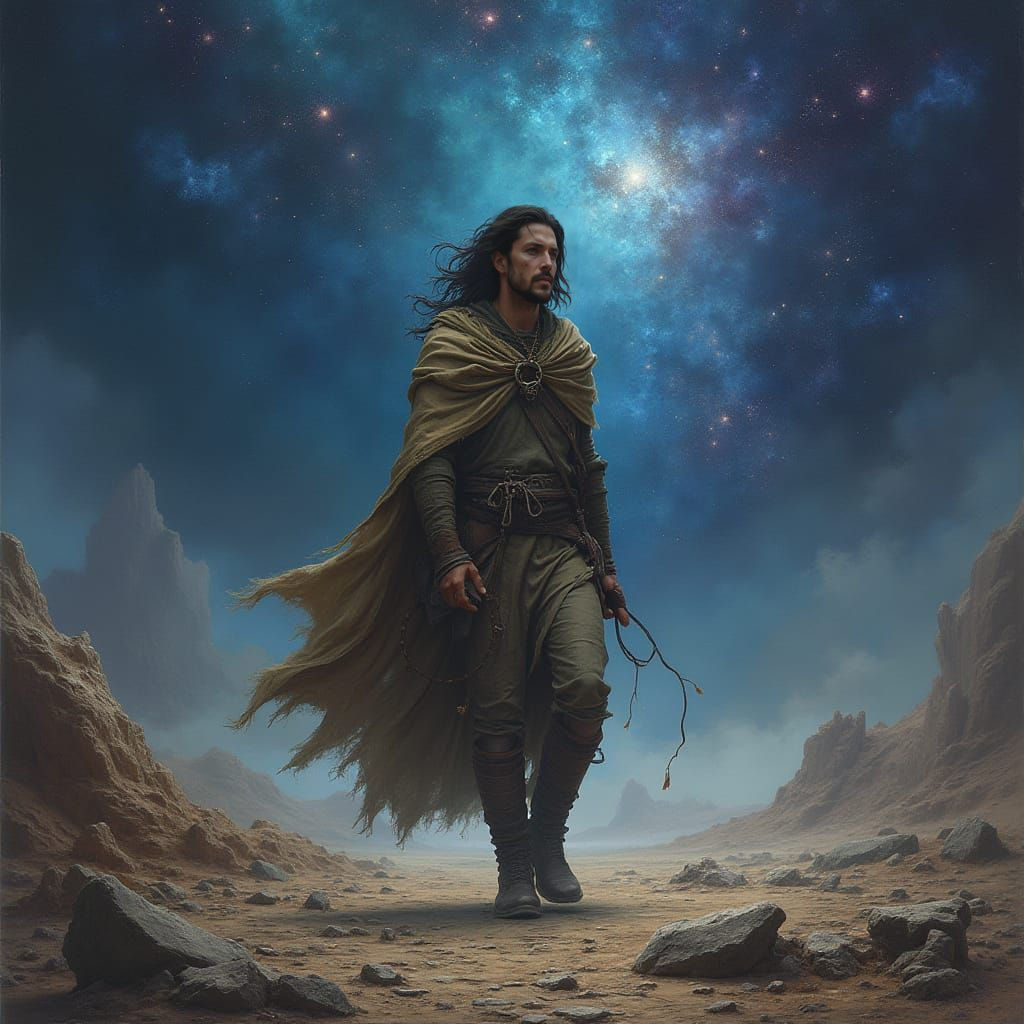 Wanderer in Alien Landscape, Surrealist Style