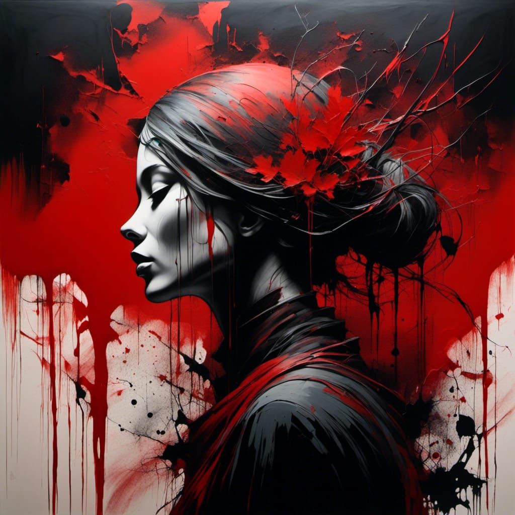 Graffiti Art of Falling Stars and Red Moon