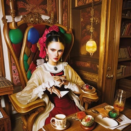 Frida Kahlo: Surreal Portrait in Psychedelic CGI