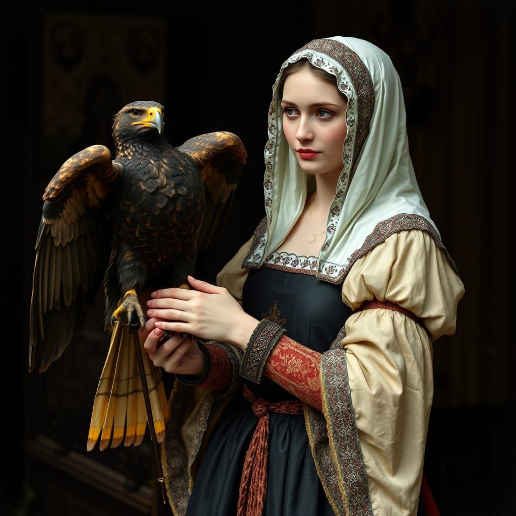 Tudor Woman with Eagle Portrait