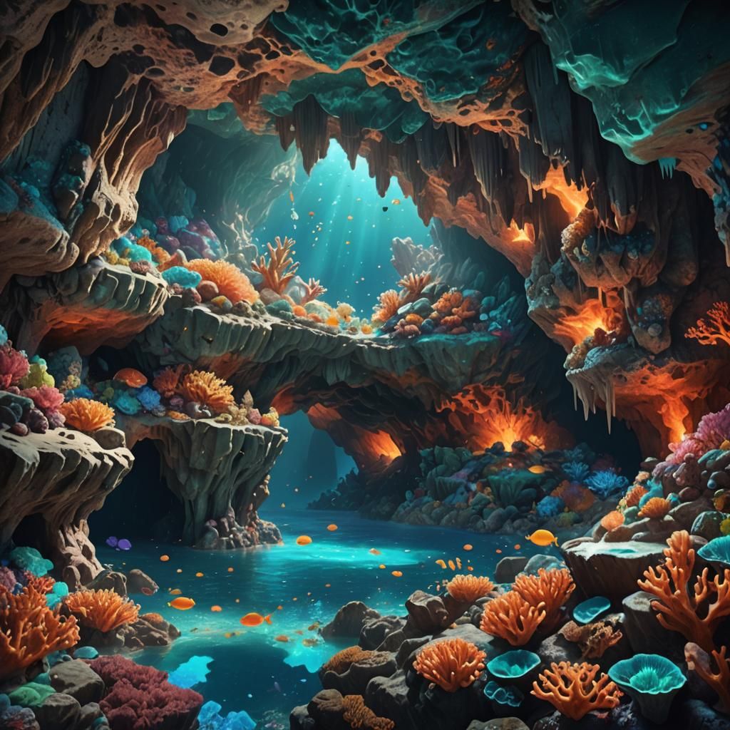 Colorful Coral Cave in Saga Sea: Fantasy Concept Art