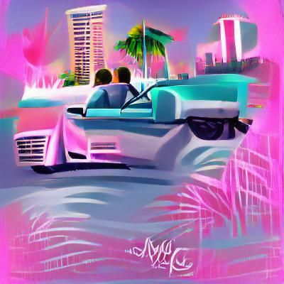 Vibrant Neon Cityscape in 80s Style