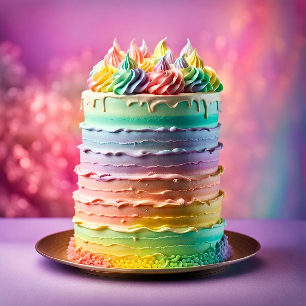 Delicious Rainbow Cake with Pastel Buttercream Frosting