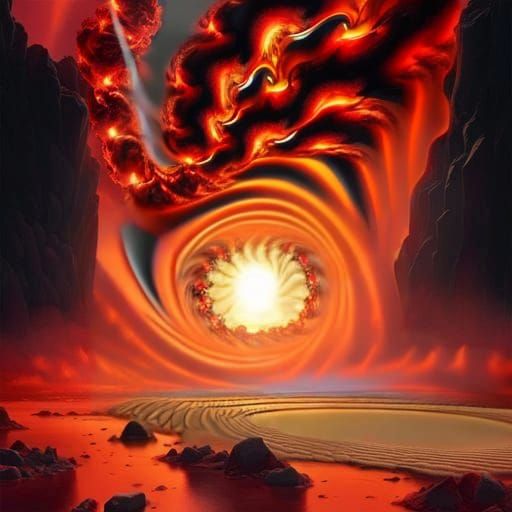 Fiery Clouds: Surreal Light Beams in Hyperrealism