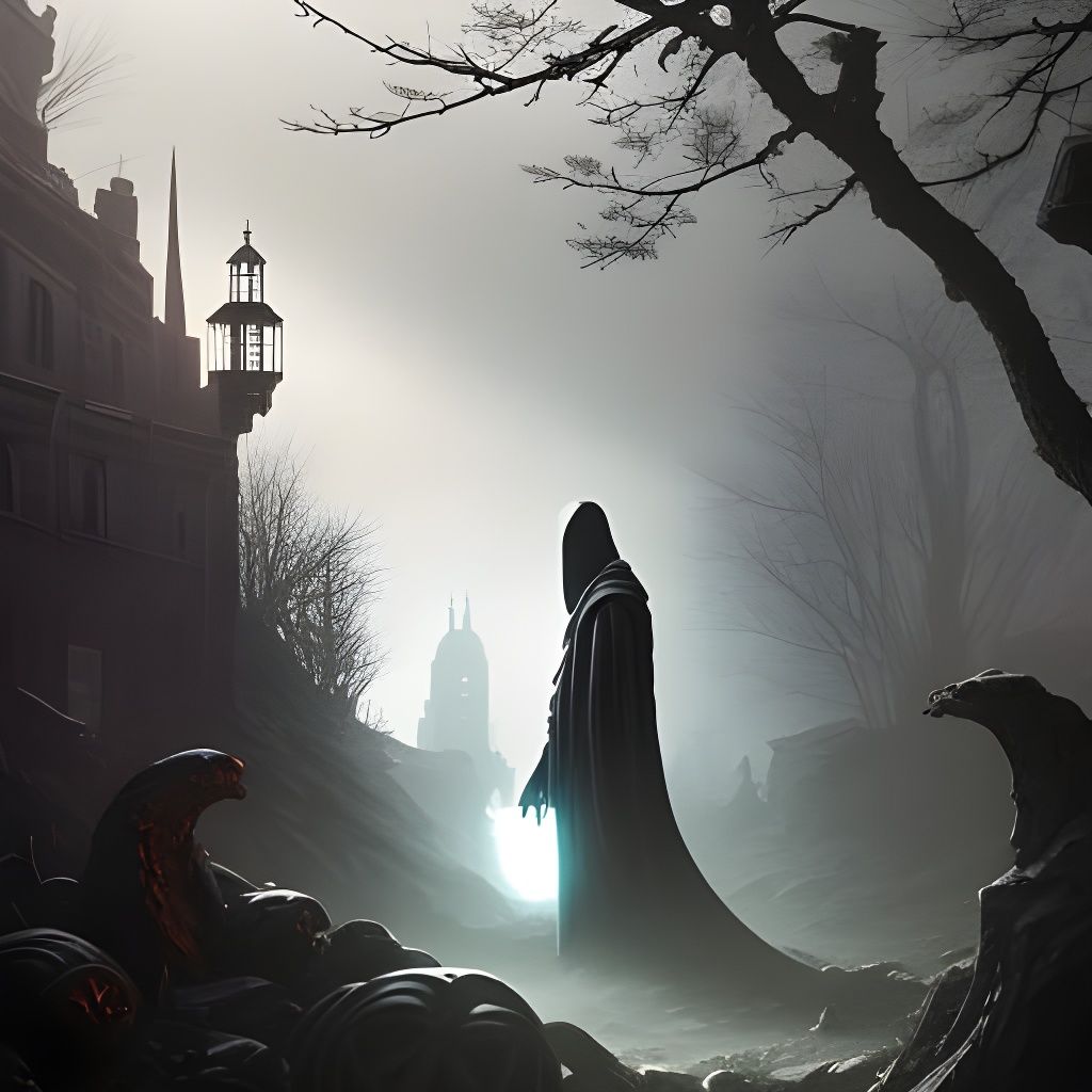 Mysterious Shadow Figure in Dark City Alley