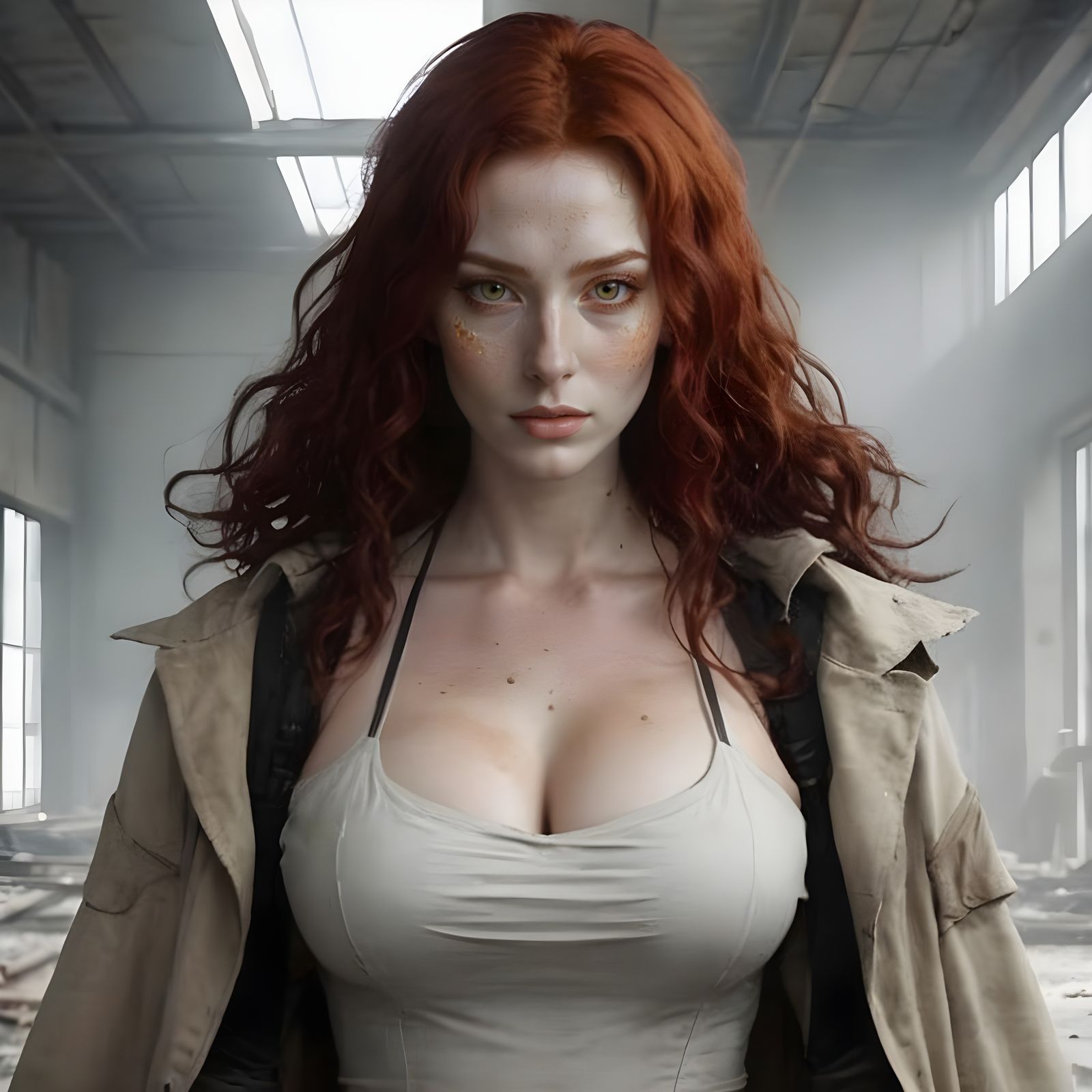 Portrait of a Nervous Woman in Alchemy Lab