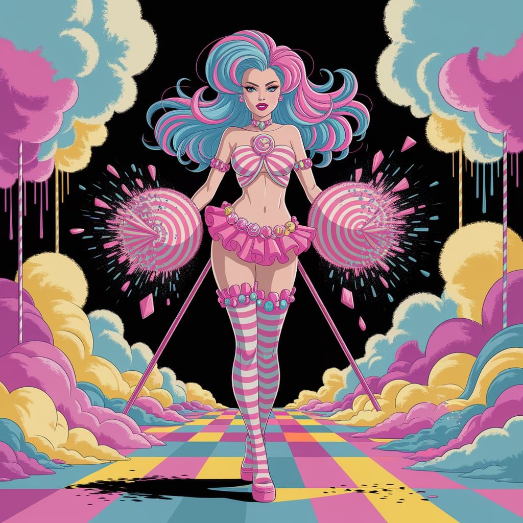 Candycore Villainess in a Surreal Battlefield