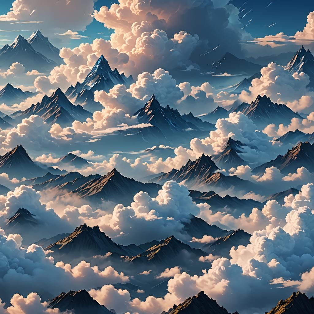 Anime Clouds and Mountains in 8k Resolution