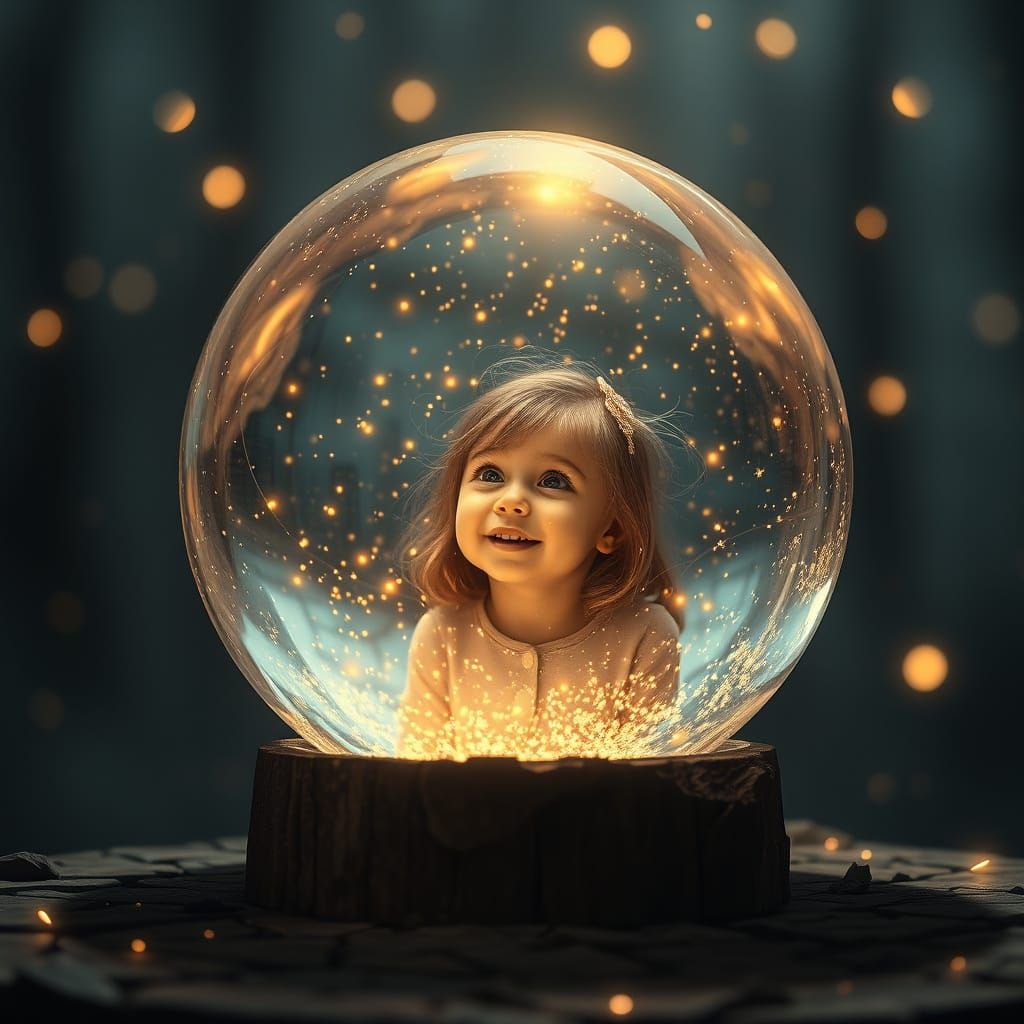 Stunning Digital Matte Painting of a Crystal Cube with Firef...