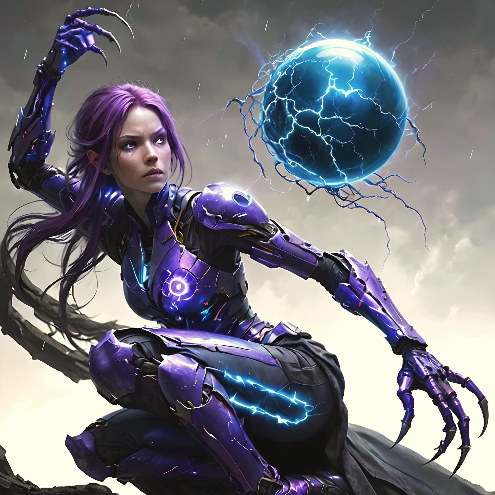 Electric Blue Orb of Ball Lightning: Cybernetic Bio-Art